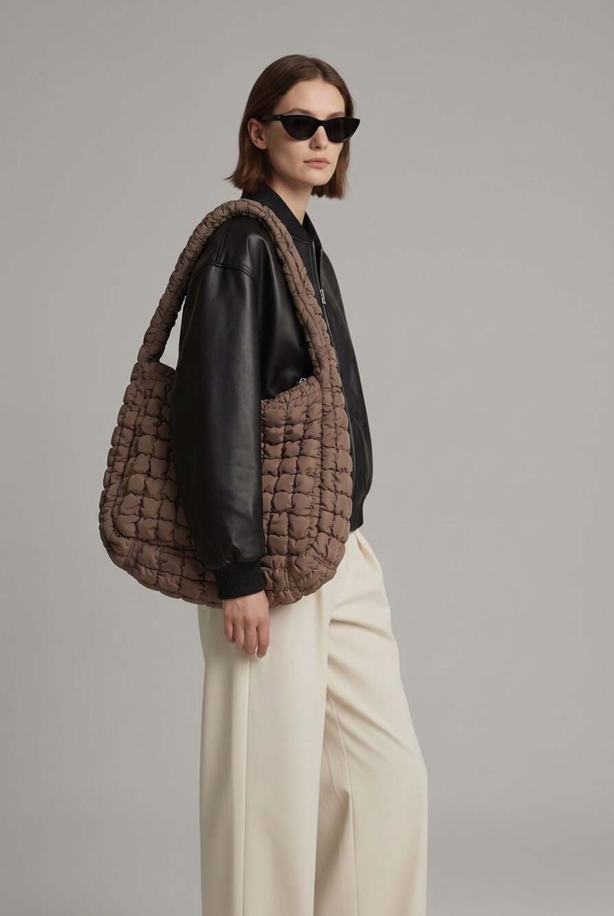 Wild Fable Quilted Puffer Shoulder Bag in Brown